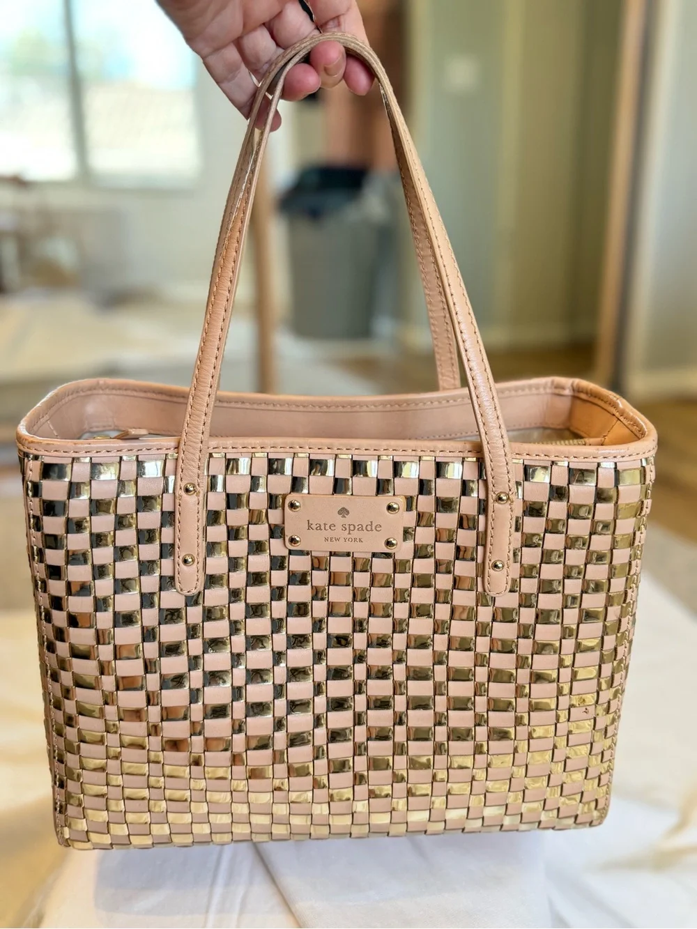kate spade Quinn Metallic Woven Tote